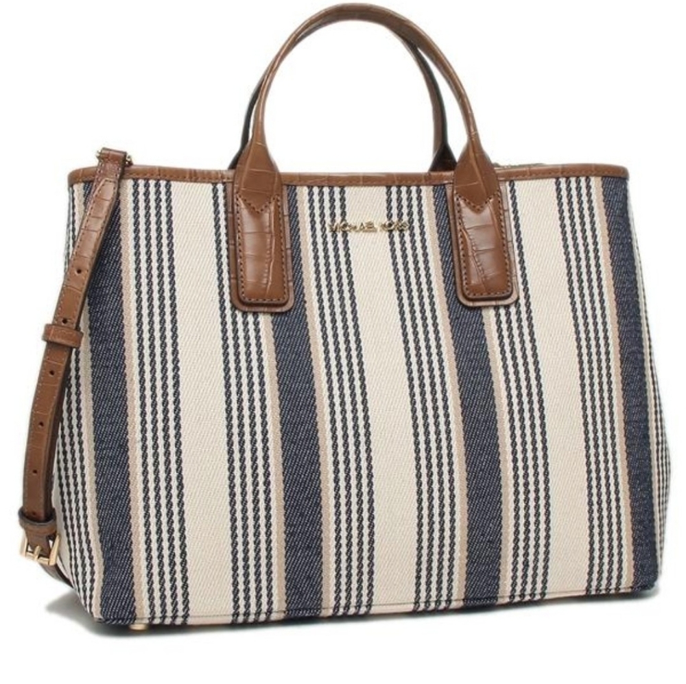 Michael Kors Striped Greenwich East/West Totes